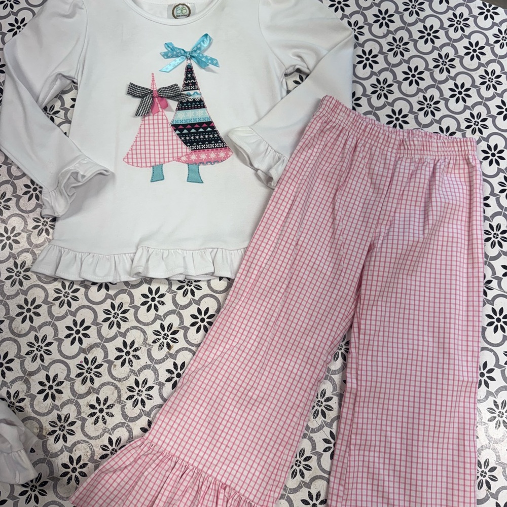 Kids Custom Appliqué Holiday Set-cute pink and teal combo!
